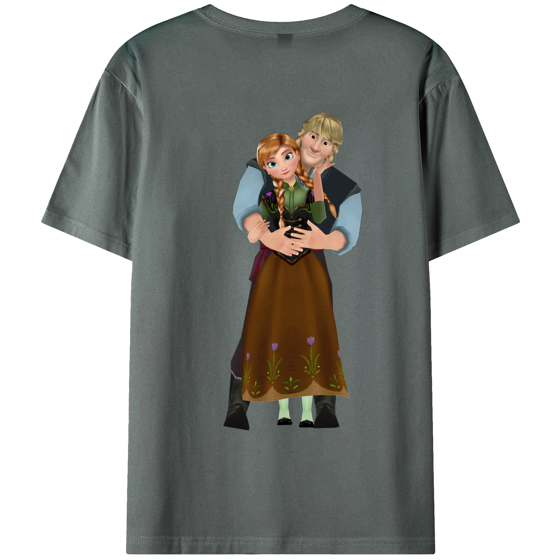 （画像用） アナと雪の女王 アンナ エルサ Frozen Anna Elsa 綿100％ メンズ半袖Tシャツ（バックプリント） 通気性